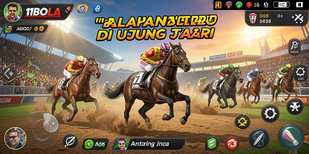 Tampilan aksi seru dari gameplay balapan di 11BOLA.