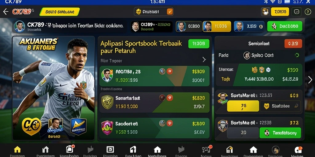 Tampilan utama CK789 menampilkan berbagai opsi taruhan olahraga dan skor pertandingan.