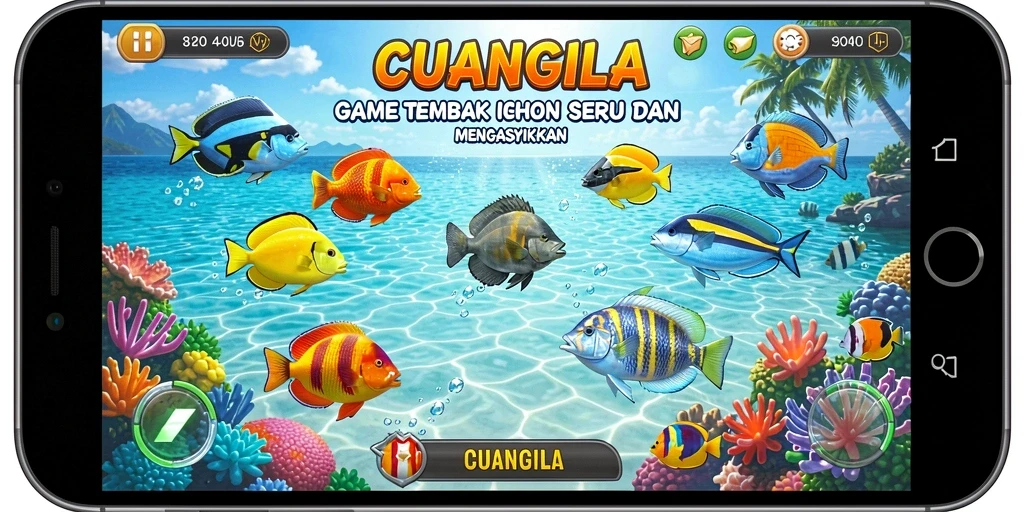 Screenshot gameplay menampilkan keseruan menembak ikan di CUANGILA.