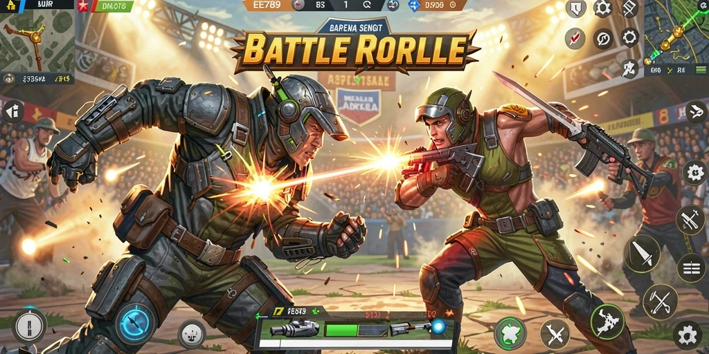 Gameplay seru di EE789 dengan pertempuran Battle Royale yang intens.