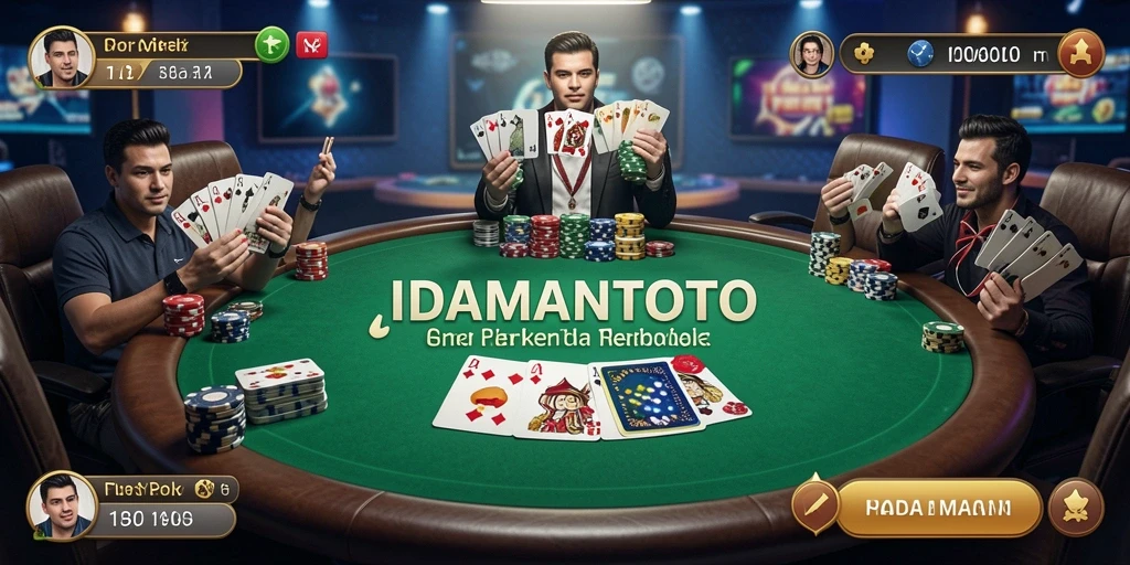 Tampilan gameplay seru di IDAMANTOTO menunjukkan momen poker dramatis.