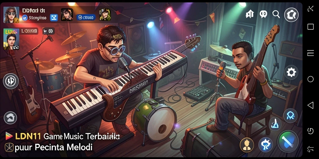 Screenshot gameplay LDN11 menampilkan pemain yang beraksi dengan alat musik.
