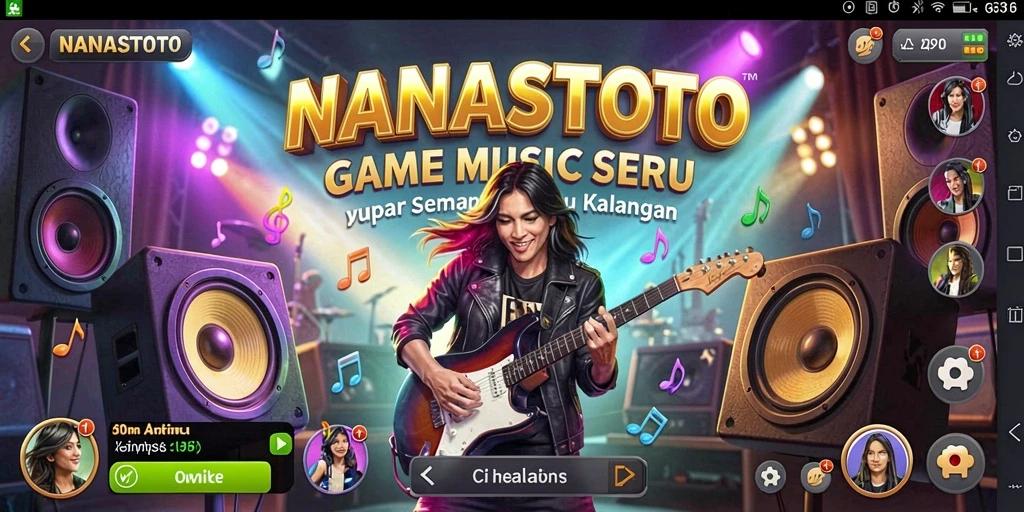 Tampilan gameplay seru NANASTOTO dengan berbagai lagu yang menantang.