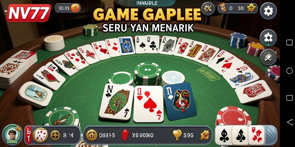 Tampilan gameplay seru Gaple di NV77 yang menjanjikan keseruan.