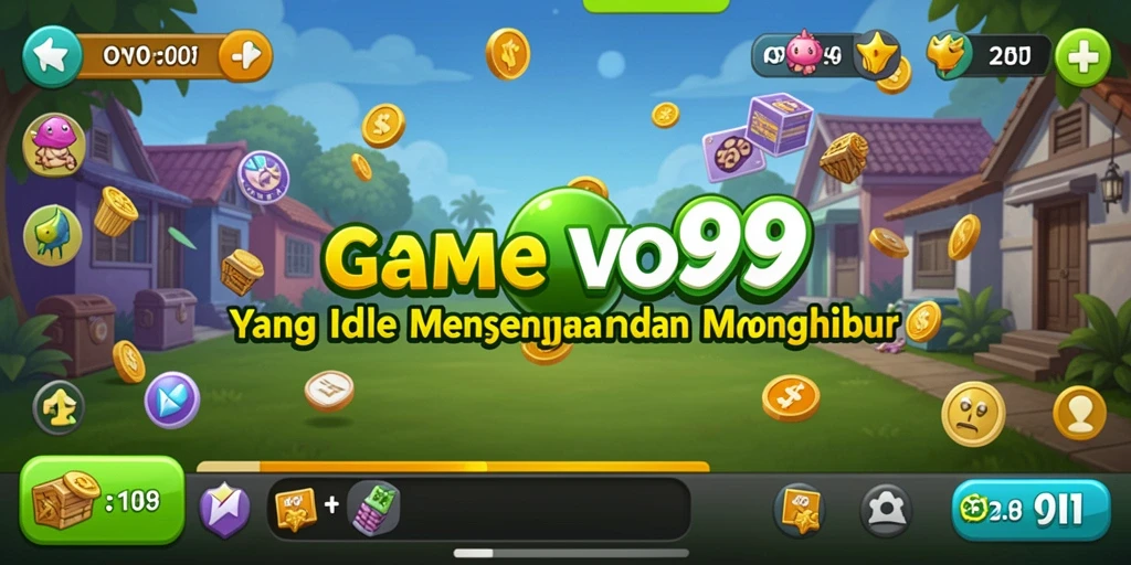 Skrinsut gameplay OVO99 yang menampilkan pengelolaan sumber daya Idle.