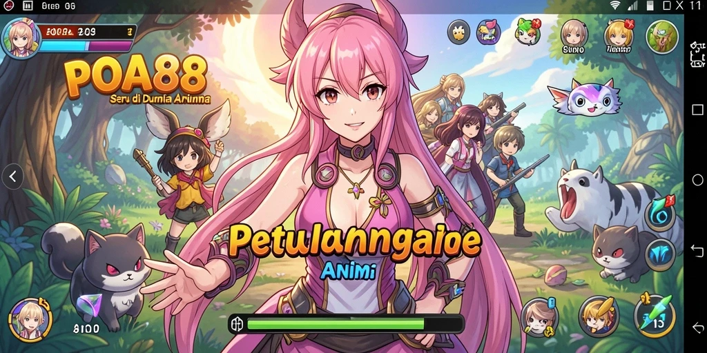Tampilan gameplay <strong>POA88</strong> yang penuh aksi dan warna-warni karakter Anime.