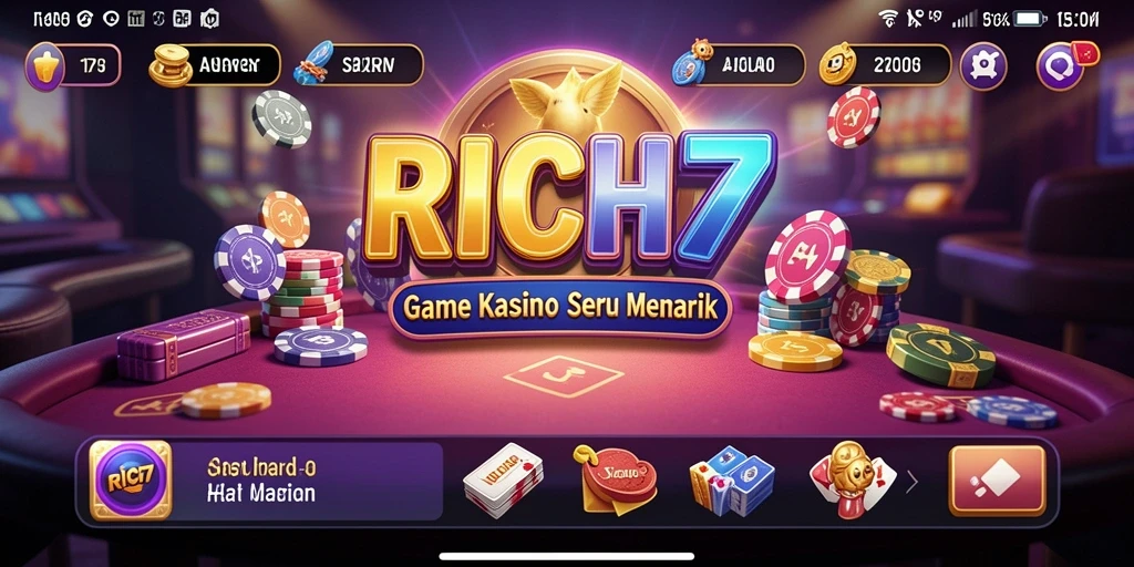 Tampilan gameplay RICH7 yang menakjubkan dan penuh aksi Kasino.