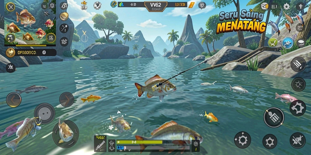 Tangkapan ikan besar dalam gameplay VV62 yang menantang.