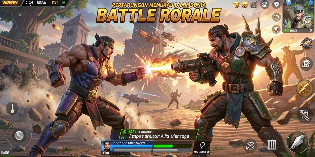 Gameplay mendebarkan dari <strong>WOW99</strong> yang menampilkan aksi Battle Royale.